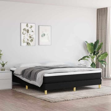 vidaXL Boxspring bed stof zwart 180x200 cm, Eenpersoons, Verzenden, Zwart, Nieuw