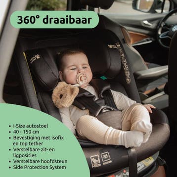 MamaLoes Sef Zwart Luxe 40-150 cm 360° i-Size Autostoel, Verzenden, Nieuw, 15 t/m 36 kg, Isofix