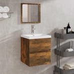 vidaXL Badkamerkast met spiegel bewerkt hout gerookt, Verzenden, Nieuw, (Half)hoge kast