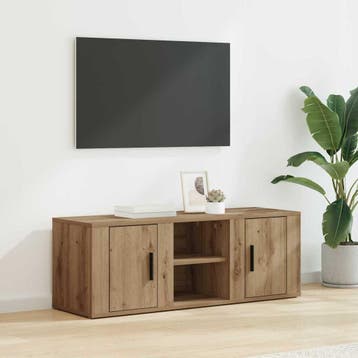 vidaXL TV-kast Artisan Eiken 100 x 31,5 x 35 cm Bewerkt hout, Huis en Inrichting, Kasten | Televisiemeubels, Minder dan 50 cm