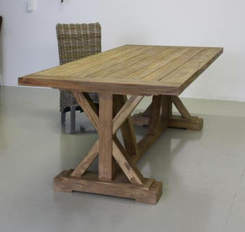 Kloostertafel teak -  200 cm, Huis en Inrichting, Ophalen of Verzenden, Nieuw, Rechthoekig, Teakhout