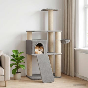 vidaXL Kattenboom met sisal krabpalen Lichtgrijs 173 cm, Dieren en Toebehoren, Verzenden, Nieuw