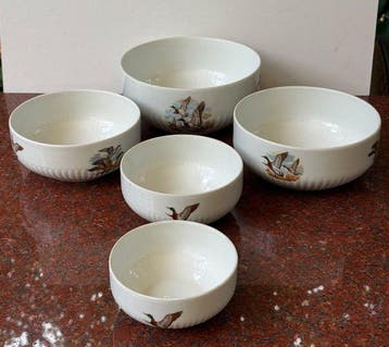 Set kommen (5) - Porselein - Stapelbare kommen