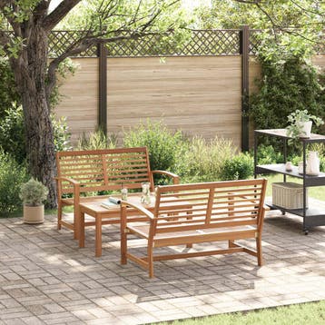 vidaXL Tuinbankenset 3 st Naturel Massief Teakhout, Verzenden, Nieuw, 3 zitplaatsen