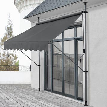 Zonnescherm markies verstelbaar - grijs - 250x118x205-300 cm, Tuin en Terras, Zonneschermen, Verzenden, Nieuw