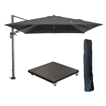 Garden Impressions Hawaii zweefparasol 300x300 cm carbon, Verzenden, Nieuw