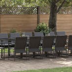 vidaXL Tuin eettafelset 17 pcs Zwart Staal, Verzenden, Nieuw, Rvs, 7 zitplaatsen