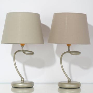 Massive - Tafellamp - Metaal, Hout - Twee tafellampen