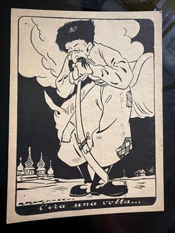 Rusland, Italië - Europa - Propagandakaart Tweede, Gelopen