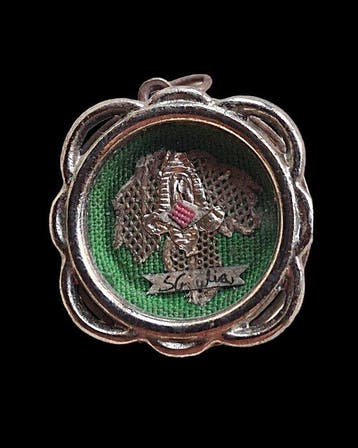 Reliekhouder - Legering, Verzilverd, Papier, Textiel, Glas -