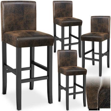 Barkruk van kunstleer - oud bruin, Set van 4, Verzenden, Nieuw
