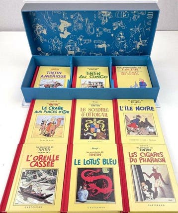 Tintin - Set van 9 mini facsimiles zwart-wit - - 1987, Boeken, Nieuw