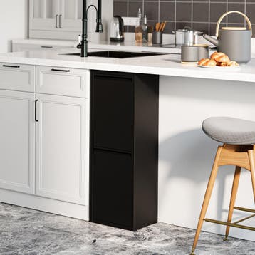 Afvalscheidingskast Sollentuna met 2 vakken zwart 93x33x25 c, Verzenden, Nieuw