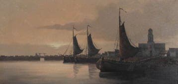 Nederlandse school (XX) - Haven bij lage zon