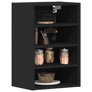 vidaXL Bovenkast Riga 40x29,5x60 cm bewerkt hout zwart, Verzenden, Nieuw, Zwart