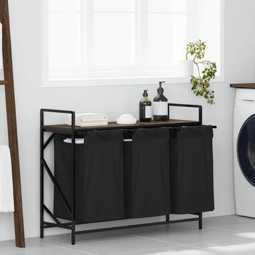 vidaXL Wasmand 3 vakken met plank bruin eikenkleurig, Verzenden, Nieuw