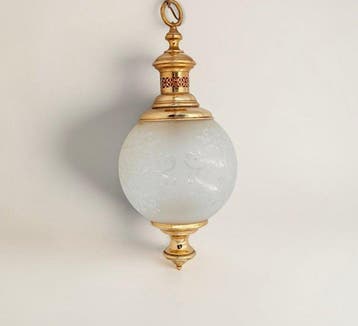 Plafondlamp - Messing, Kristal - Globo Art Déco