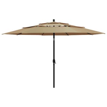 vidaXL Parasol 3-laags met aluminium paal 3,5 m taupe, Verzenden, Nieuw, 3 tot 4 meter