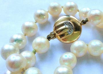 Kralensnoer 14 kt geelgoud - Akoya parels - natuurlijke, Sieraden, Tassen en Uiterlijk, Antieke sieraden