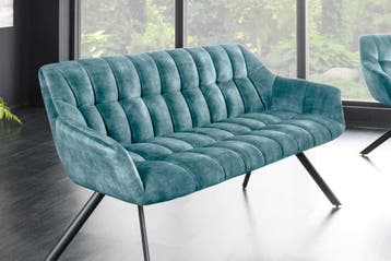Eetkamerbank PAPILLON 165cm petrol fluweel met rugleuningen, Ophalen of Verzenden, Nieuw