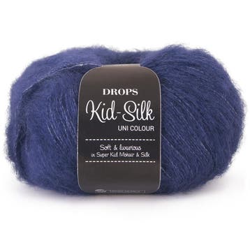 DROPS Kid-Silk Uni Colour - 28 marineblauw - Mohair Garen, Ophalen of Verzenden, Nieuw
