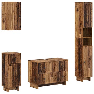 vidaXL 4-delige Badkamerkast Set EDE Oud hout Bewerkt hout, Verzenden, Nieuw