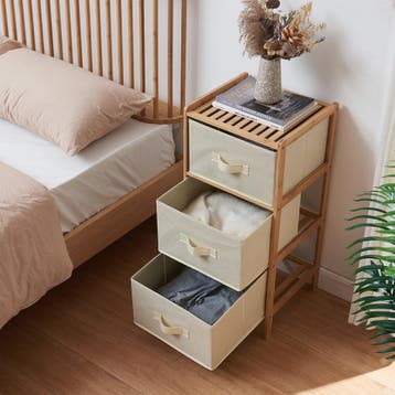 Ladekast Maldon met stoffen lades 79x37x35 cm naturel en bei, Verzenden, Nieuw