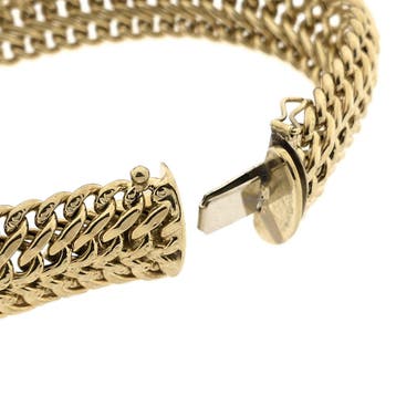 Gouden Franse gourmet schakelarmband, Ophalen of Verzenden, Gebruikt, Goud, Goud