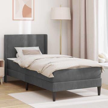 vidaXL Bedframe met matras Donkergrijs 90 x 190 cm fluweel, Eenpersoons, Verzenden, Nieuw, Stof