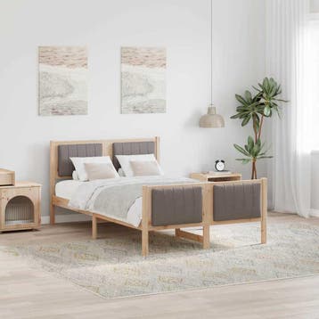 vidaXL Bedframe Bruin en taupe 120 x 200 cm Massief, Verzenden, Nieuw, Bruin, Hout