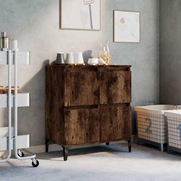 vidaXL Dressoir 60x35x70 cm bewerkt hout gerookt, Verzenden, Nieuw, Overige houtsoorten, Minder dan 50 cm