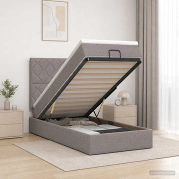 vidaXL Ottoman bed met matras met hoofdeinde Taupe 90 x 200, Verzenden, Nieuw, Eenpersoons