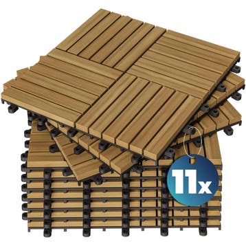 Tegels 11 stuks Acaciahout 30x30cm (Tuin Tegels, Tuinieren), Verzenden, Nieuw