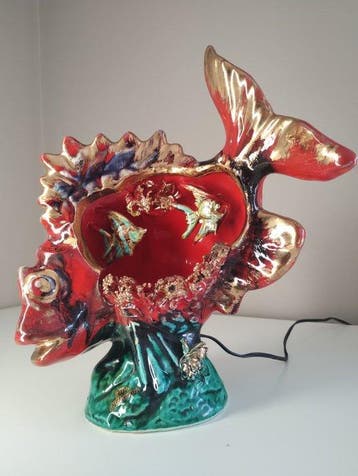 Vallauris - Tafellamp - Vis en schelpdieren met, Antiek en Kunst