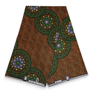 Afrikaanse stof - Groen Bruine dotted print - 100% katoen -, Ophalen of Verzenden, Nieuw