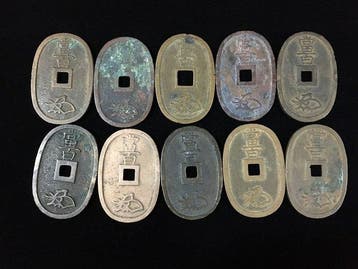 Japan, Set van 10 ovale Japanse munten uit de Edo-periode -