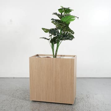 Gebruikte plantenbak met nieuwe kunstplant - Eiken - 82,5 x, Huis en Inrichting, Kamerplanten, Ophalen of Verzenden