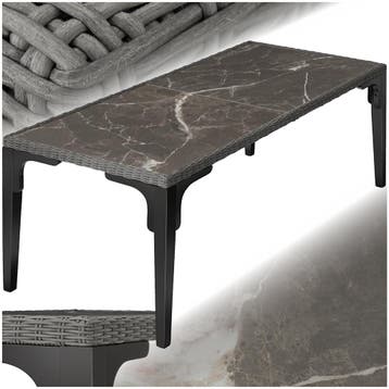 Wicker tafel Foggia 196x87x76cm - grijs, Verzenden, Nieuw