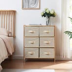 Ladekast Maldon met stoffen lades 79x66x35 cm naturel en bei, Verzenden, Nieuw