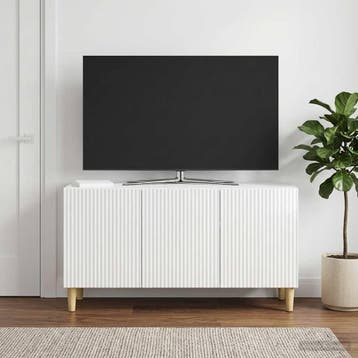 vidaXL TV-kast 99 x 34,5 x 50 cm Hoogglans Wit Bewerkt hout, Huis en Inrichting, Kasten | Televisiemeubels, Minder dan 50 cm, Verzenden