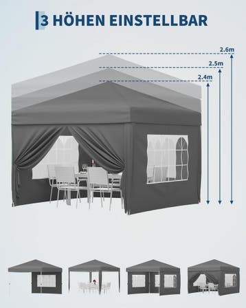 3x3m Pop-Up Partytent met 4 Zijwanden - Waterdicht, UV50+ en, Verzenden, Nieuw