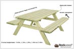 Rockwood® Picknicktafel Massief Grenen Luxe Superieur 1.20m, Ophalen of Verzenden, Nieuw, Rechthoekig, Hout