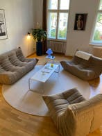 Ligne Roset Togo Bankstel Set Taupe/Bruin - Gratis levering, 150 tot 200 cm, Zo goed als nieuw, Stof, Knoll vitra artifort sede b&b italia cassina mid century modern