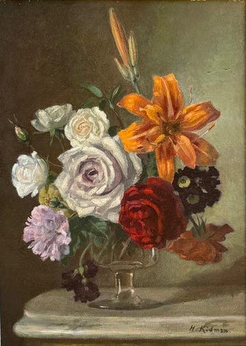 English School (XX) - A Floral Display In A Glass Vase