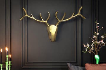 Moderne wanddecoratie VEADO 100cm gouden hertengewei - 45171, Ophalen of Verzenden, Nieuw