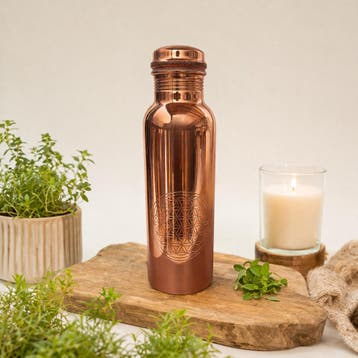 Puur koperen fles flower of life zijdefinish 750 ml, Ophalen of Verzenden, Nieuw