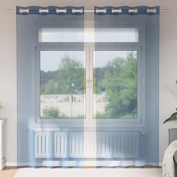 vidaXL Gordijnen voile met doorvoertules 2 st koningsblauw, Verzenden, Nieuw, Blauw