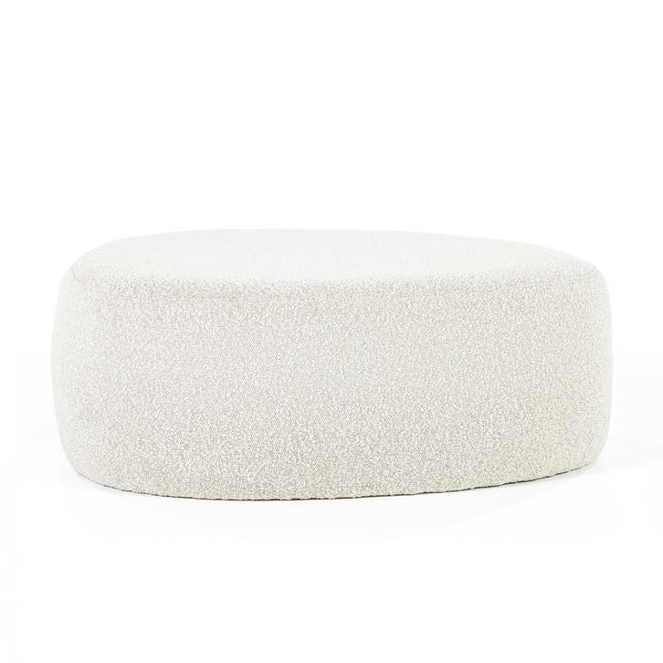 *WOONWINKEL* Eleonora Liby Moderne Poef Bouclé Groot Beige, Huis en Inrichting, Banken | Voetenbanken en Poefen, Nieuw, Verzenden