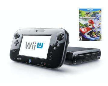 Wii U Console 32GB Zwart + Gamepad (Mario Kart 8 Bundel), Ophalen of Verzenden, Zo goed als nieuw