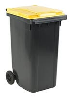 Afvalcontainer 240 liter grijs met geel deksel, Kunststof, Nieuw, 40 liter of meer, Ophalen of Verzenden